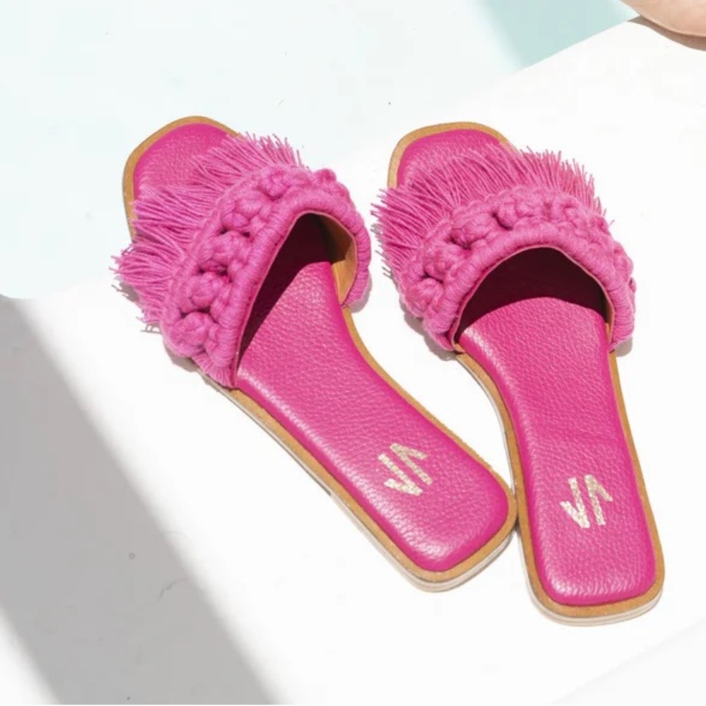 Silvia Cobos Fringe Slide Sandals - Size 10
